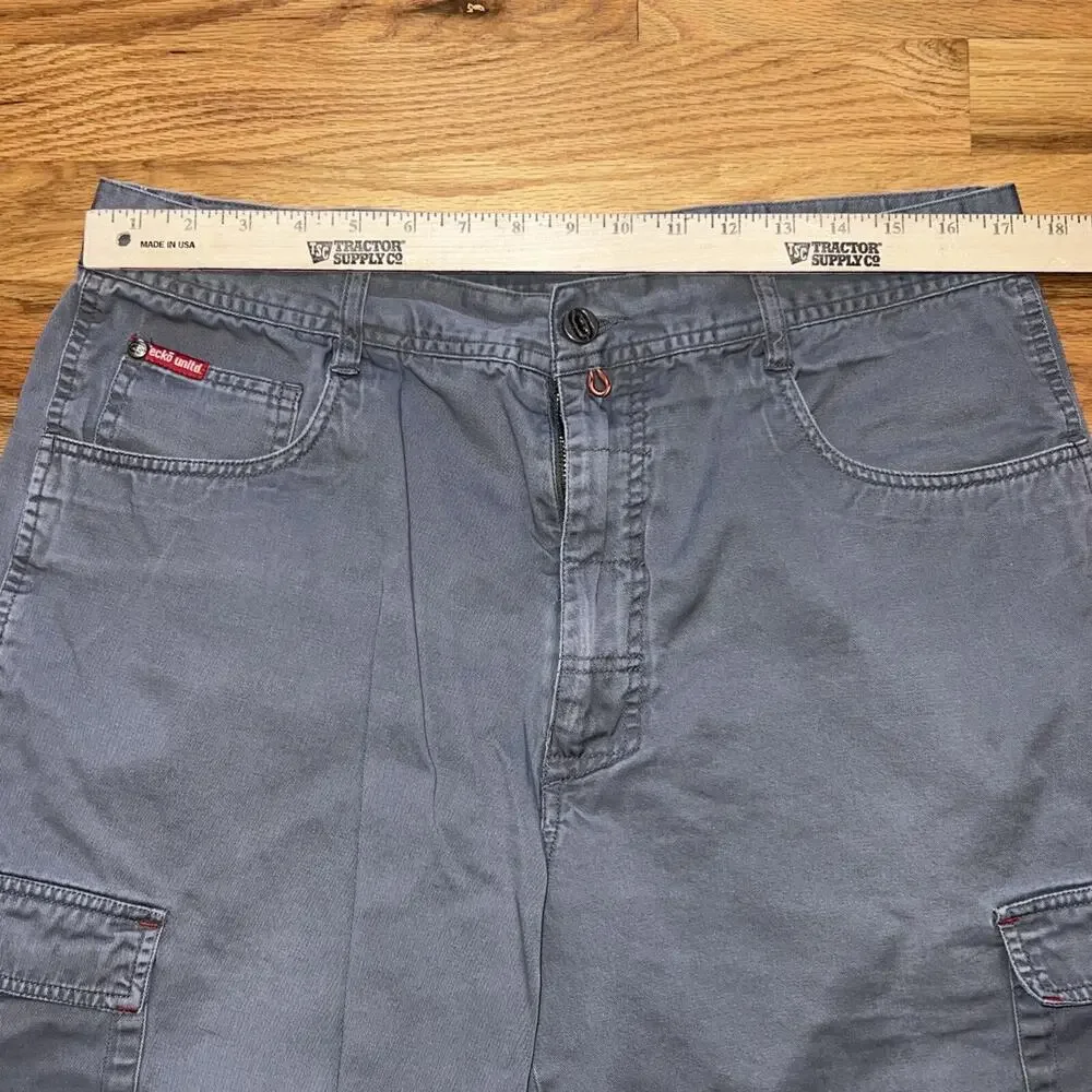 Ecko Unltd Shorts Mens 34 Gray Cargo Baggy Streetwear Hip Hop Wide Leg 90s Vtg